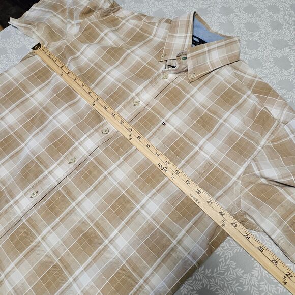 Tommy Hilfiger Light Brown Plaid Shirt Size L Please read description! - Picture 4 of 11